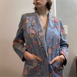 Alfred Dunner Petite Size 10 Pastel Floral Vintage Blazer Jacket With Pockets